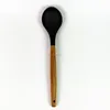 Wholesale wood handle with silicone solid spoon,small laddle for non-stick cookware