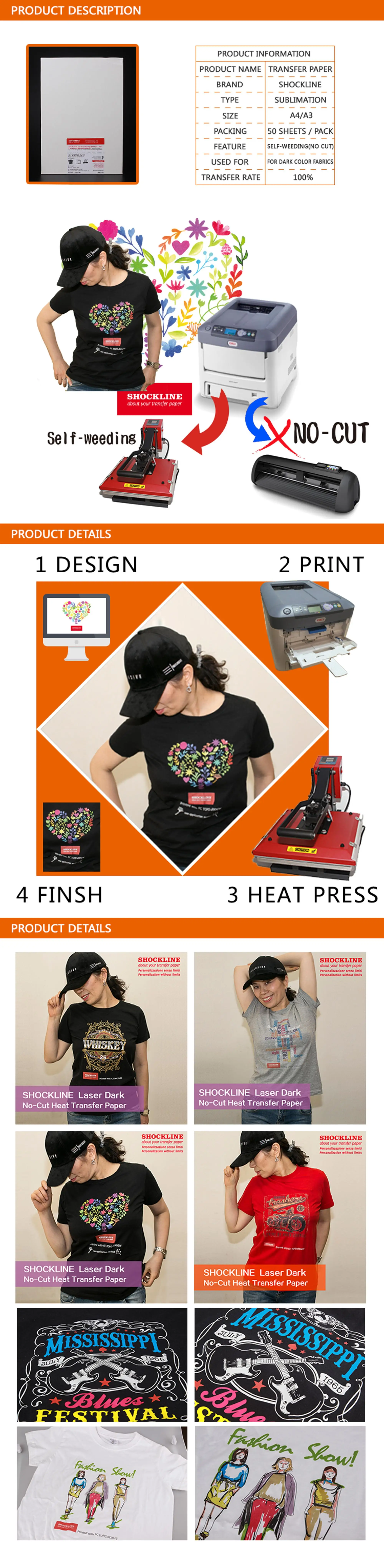 Easy Operation A4/a3 Selfweeding No Cut Transfer Paper For Dark Color