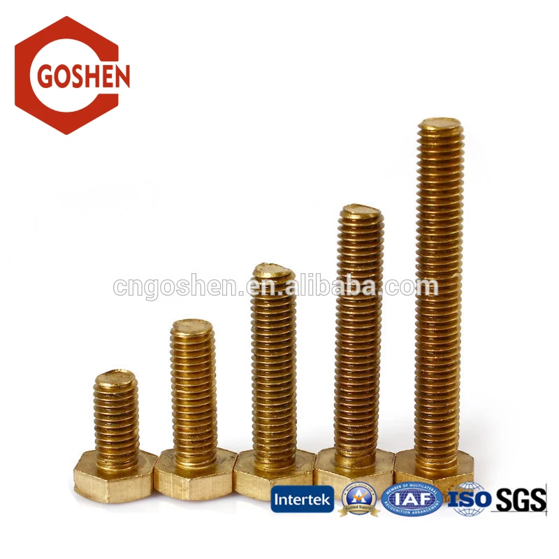 
DIN933 M3-M36 size hex Head full thread brass bolt 