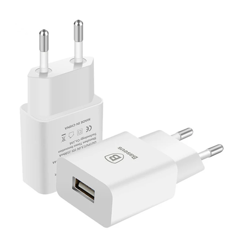 Baseus New Design ABS+PC White 1 Port Usb Travel Wall Charger For EU Socket