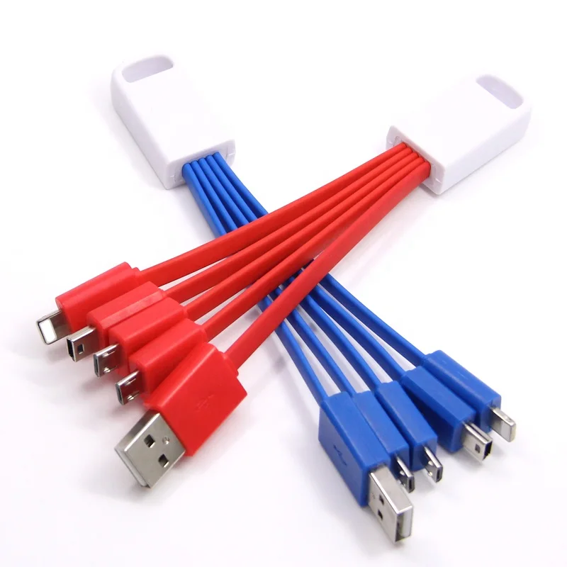 

Mobile Phone Charger Micro Type C 8 Pin Multiple USB Cable 5 In 1