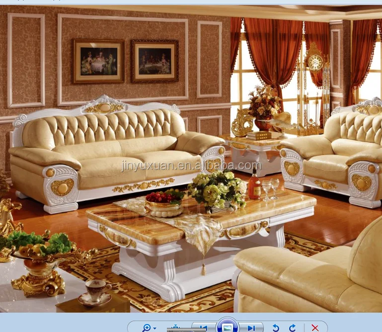 Factory Offer Living Room Furniture European Wooden With Leather Sofa Set Coffee Table W306s Clical