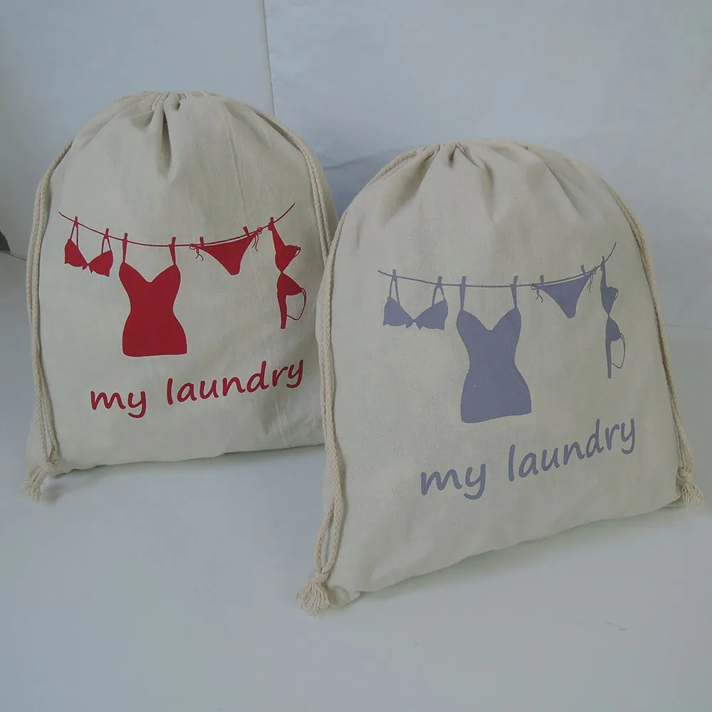 Custom Extra Large Natural Cotton Laundry Bag With Rope Cotton Laundry ...