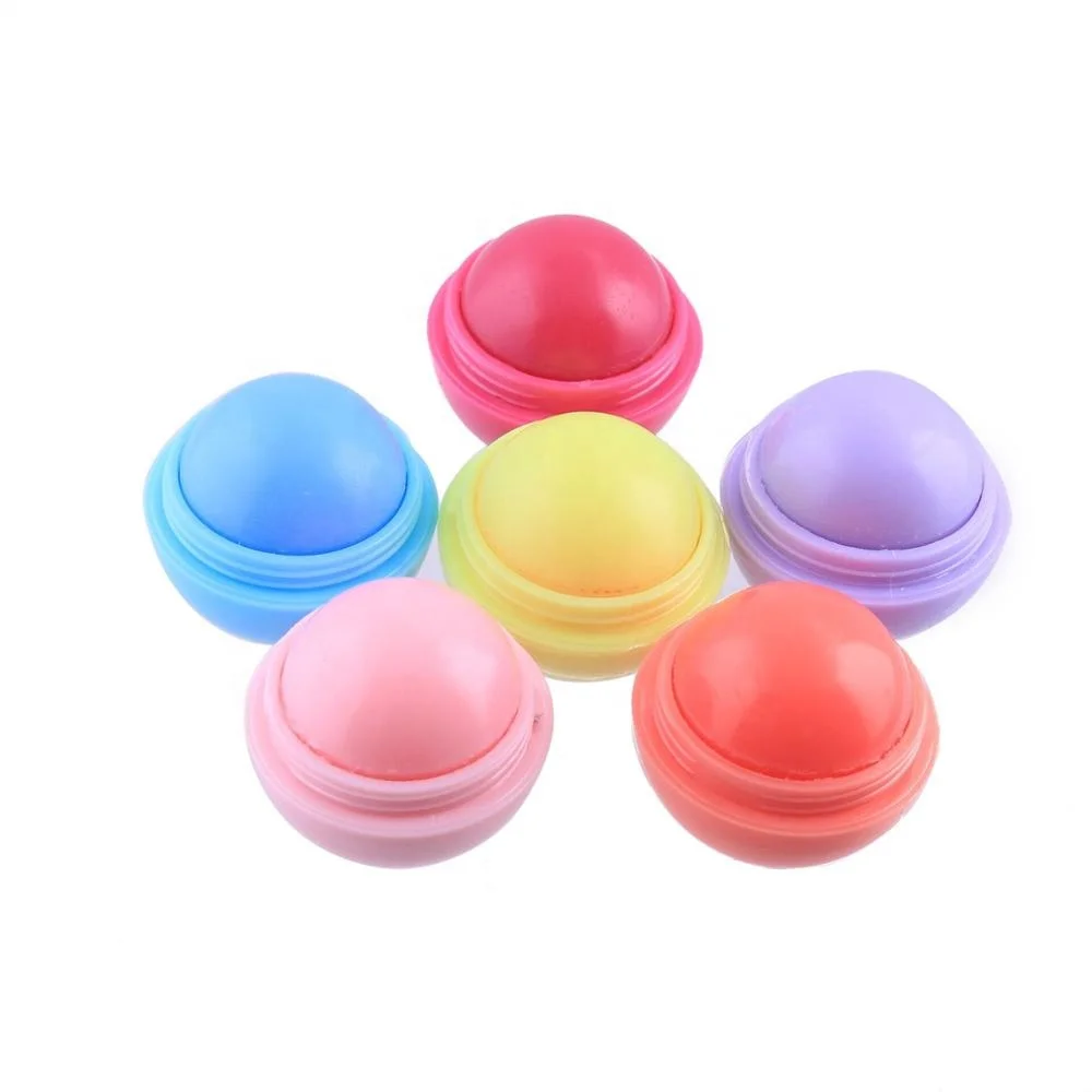 

Private Label Custom Logo Cute Fruit Strawberry Blueberry flavor Ball Shape Lip Balm, 6 colors for choose