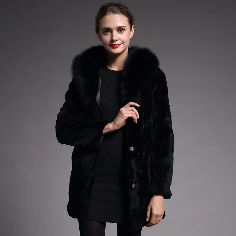 

125 New Wool Real Fur Coat Hooded Women Sheep Shearing Fur Coat with Fox Fur Hood, N/a