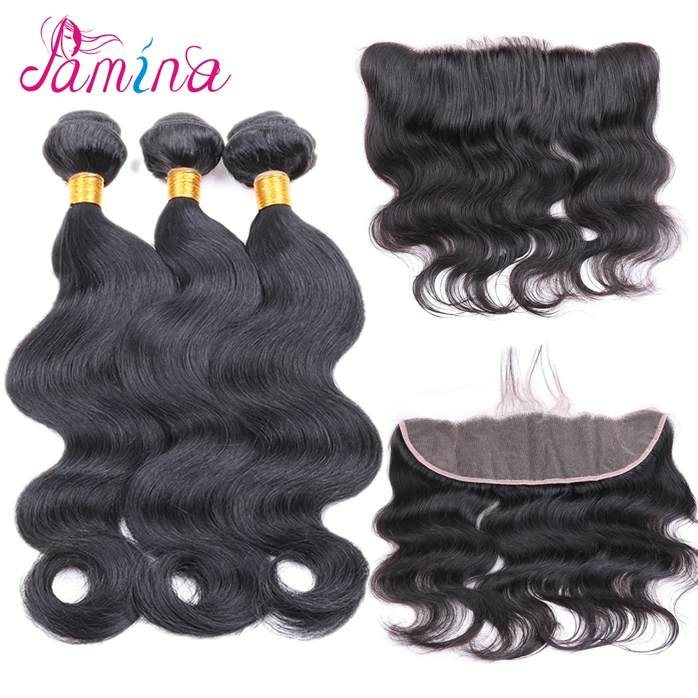 

Wholesale Hair Bundles Body Wave Brazilian Virgin Hair 3 bundles with Frontal lace Closures, Natural color can be dyed and bleached