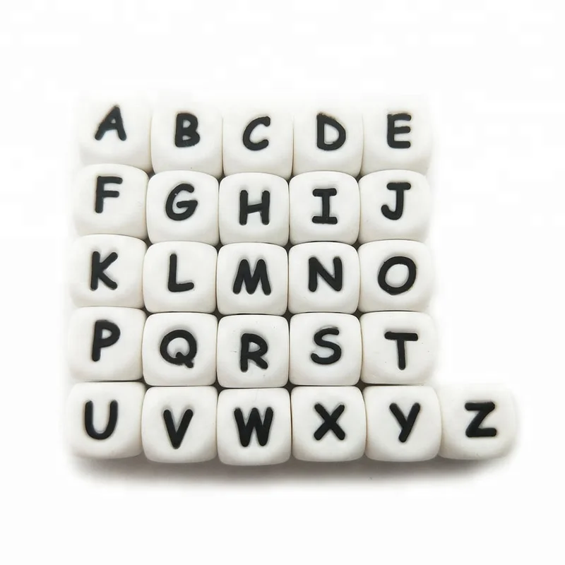 

Food Grade DIY Silicone Cube Letter Alphabet Teething Beads Baby Teether BPA Free