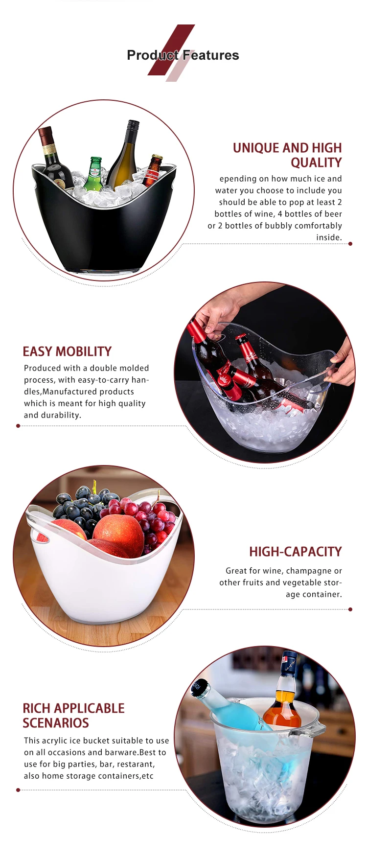 Factory 8l Ice Buckets Outdoor Gifts Acrylic Beer Bottle Plastic