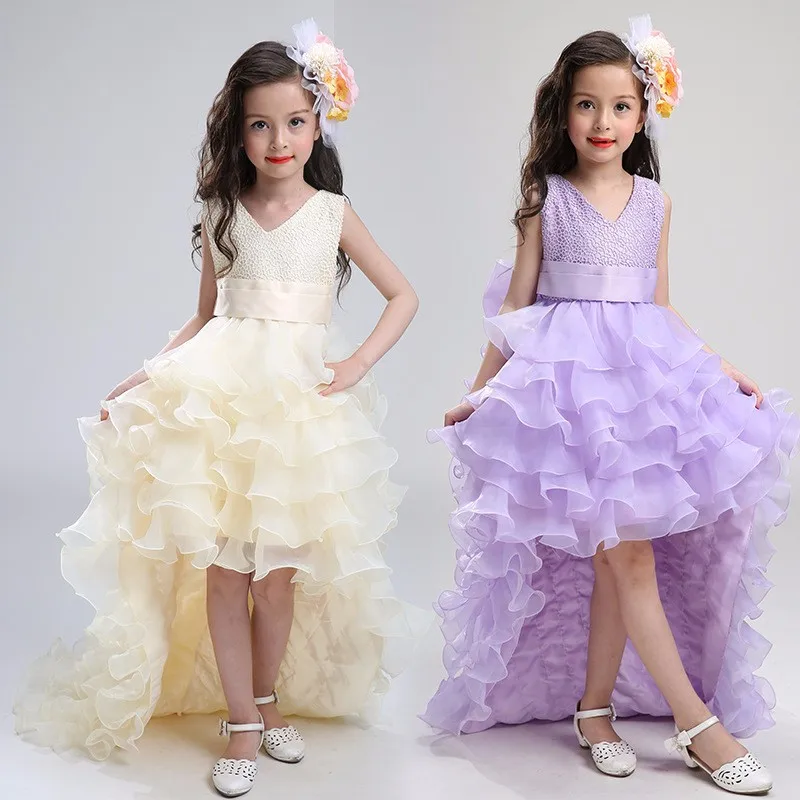 

Little baby girl frocks apparel new style Elegant Girls Party baby children long trailing dresses LS003TW, Red and white
