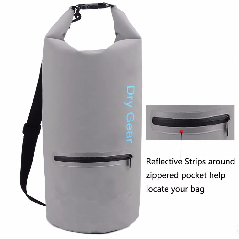 

Dry Bag 20L /30L/40L Waterproof Roll Top Sack with Exterior Zip Pocket for Beach Diving Sailing Outdoor Activities, Customized