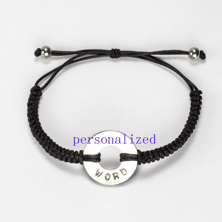 Custom Washer Bracelet Word Intention Motto Your Personalized Round Woven My Custom Washer Bracelet Word Intention Motto Your Personalized Round Woven My