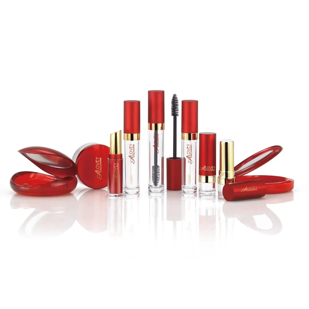 Red Cosmetic Packaging Circular Mascara Tube Lipstick Empty Container