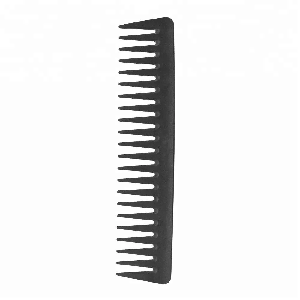 

New arrival wide tooth matt black fiber carbon comb, Customized color