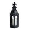 Home decoration black metal glass candle holder metal hanging clear glass candle lantern