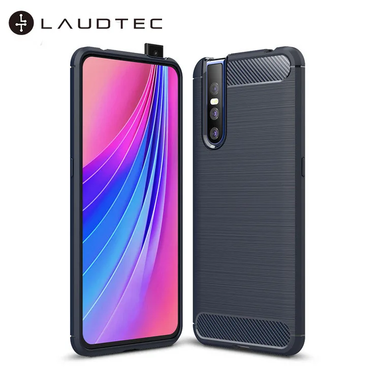 

Carbon Fiber Soft Tpu Back Cover Phone Case For Vivo V15 Pro, Black;navy blue;red;gray