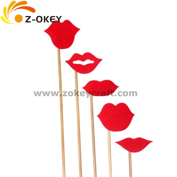 ZPP1561 Paper Photo Booth Props red lips 5pieces set