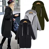 

Autumn Winter Coat Women 2018 Fashion Casual Long Zipper Hooded Jacket Hoodie Sweatshirt Vintage Outwear Coat Plus Size