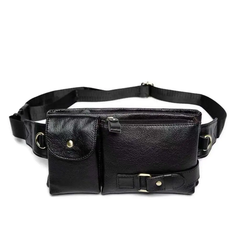 

2021 SS Cappuccino newest design genuine leather Men's Fanny Pack Waist Bag factory price, More colors are available