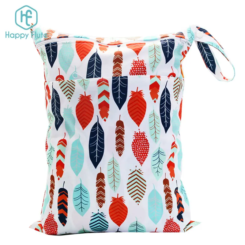 

happyflute Customize new print Double Zipper Wet bag Snap handle waterproof Wetbag diaper bag eco friendly, Customized colors