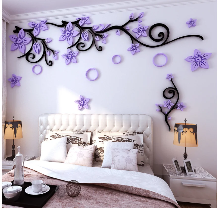 3d Crystal Wall Stickers acrylic Flower Wall Sticker room 