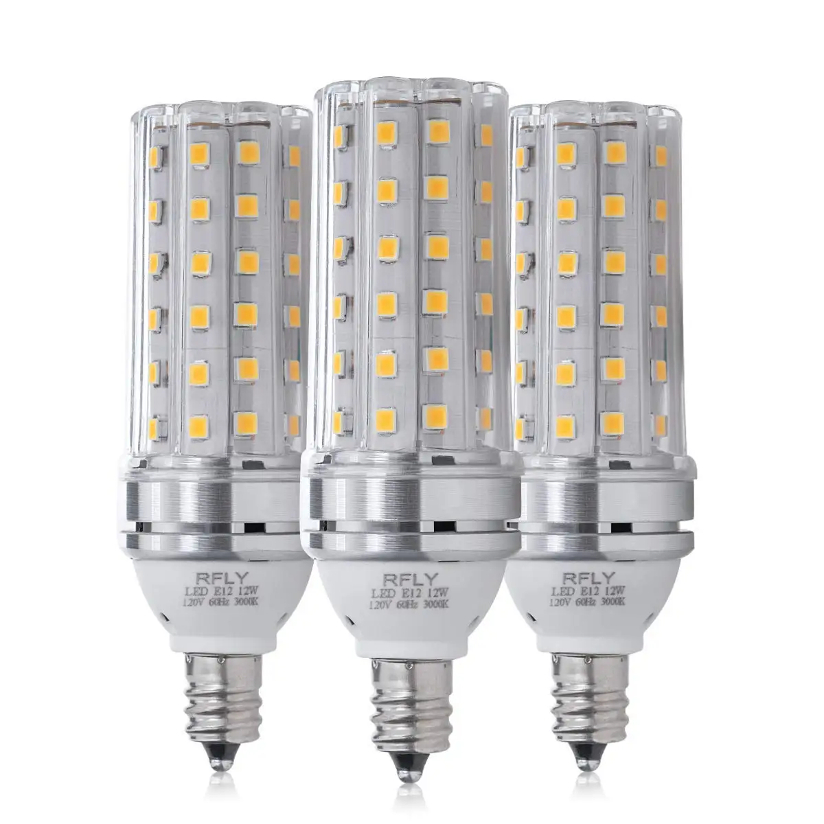 JKLcom E12 LED Candelabra Bulb 12W LED Candle Bulbs,90-100W Light Bulbs Equivalent,E12 Candelabra Base,Warm White 3000K,Non-Dimmable,Torpedo Shape,Pack of 4