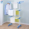 Foldable three layer clothes drying rack with wheels
