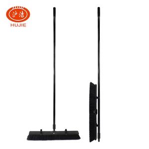Image of 18" stiff industrial broom sweep ,58" iron handle floor brush, US thread plastic cleaning tools