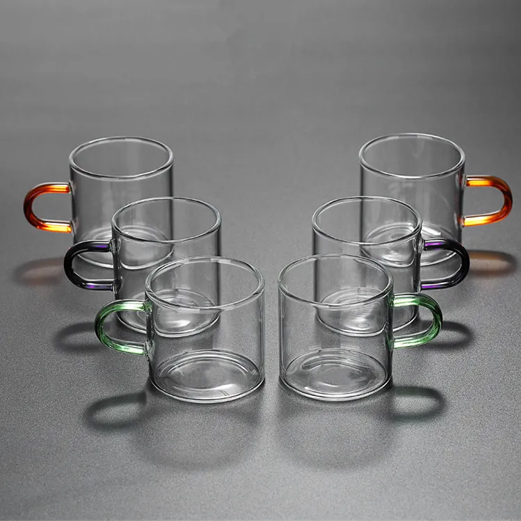 

80ml clear borosilicate glass small tea cup coffee expresso mini cups with saucers