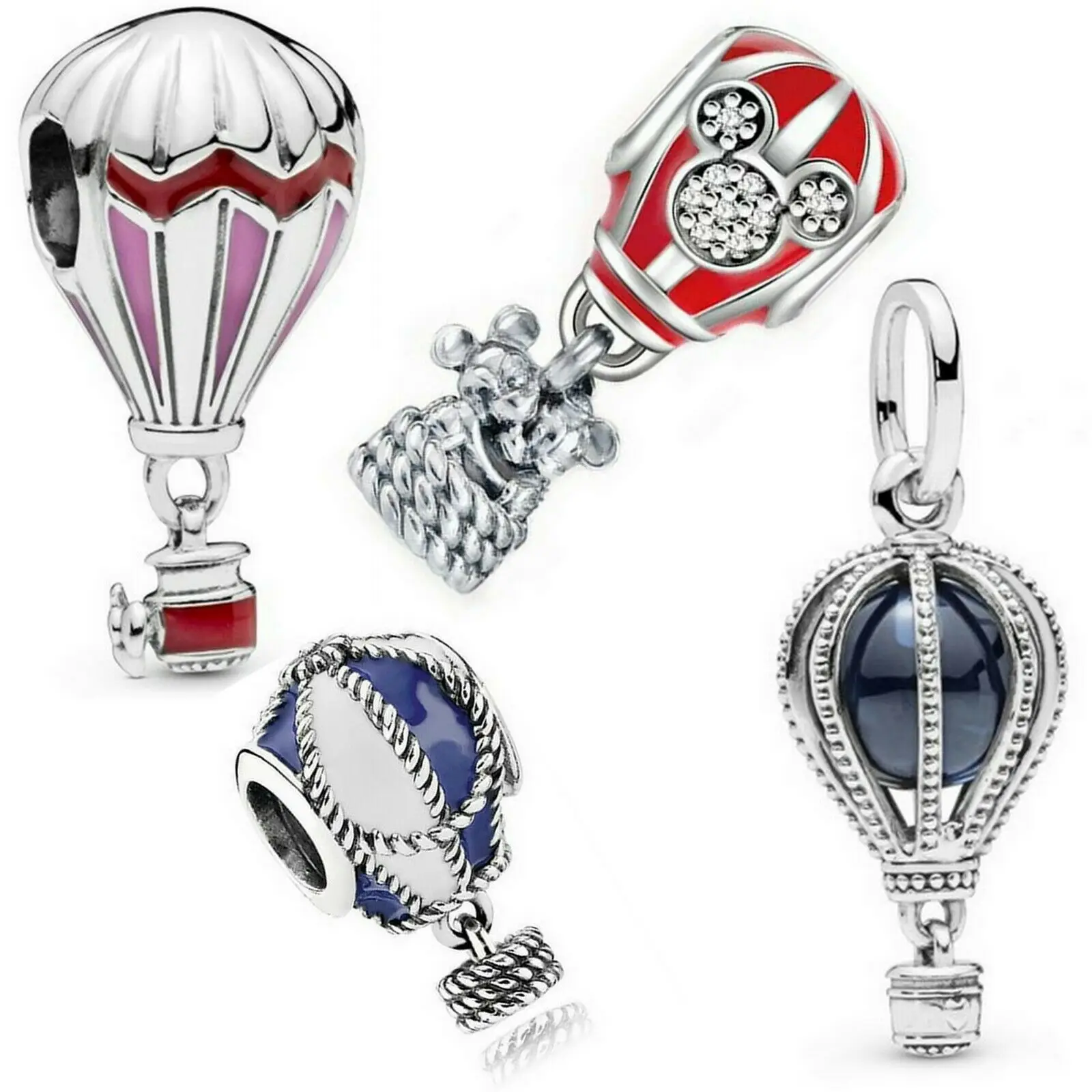 

High quality Version 925 Sterling Silver Jewelry Beaded Wholesale Hot Air Balloon Charms fits Pandoras Charms Bracelet, Accept customized color
