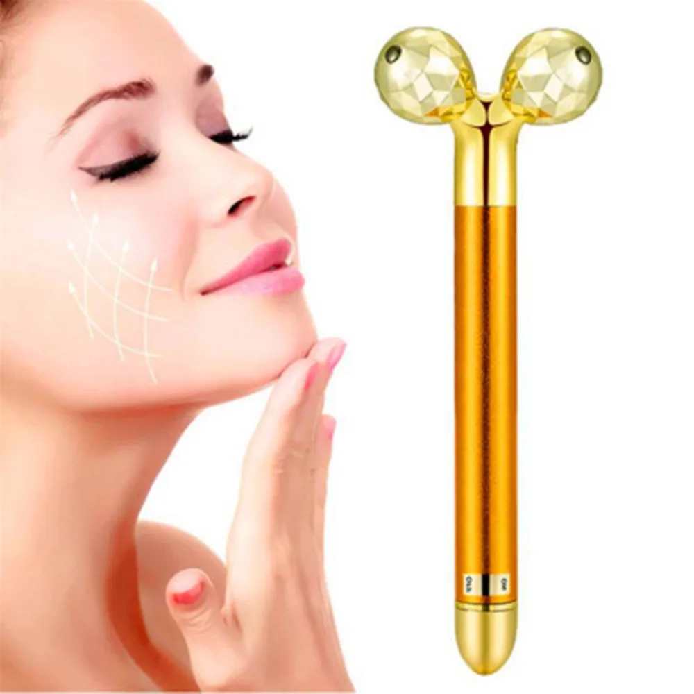 
Y Shape 24K Gold Facial Beauty Device Handy Massage Vibrating Bar 