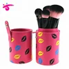 10PCS pink make up brush face use makeup brush roll up bag set
