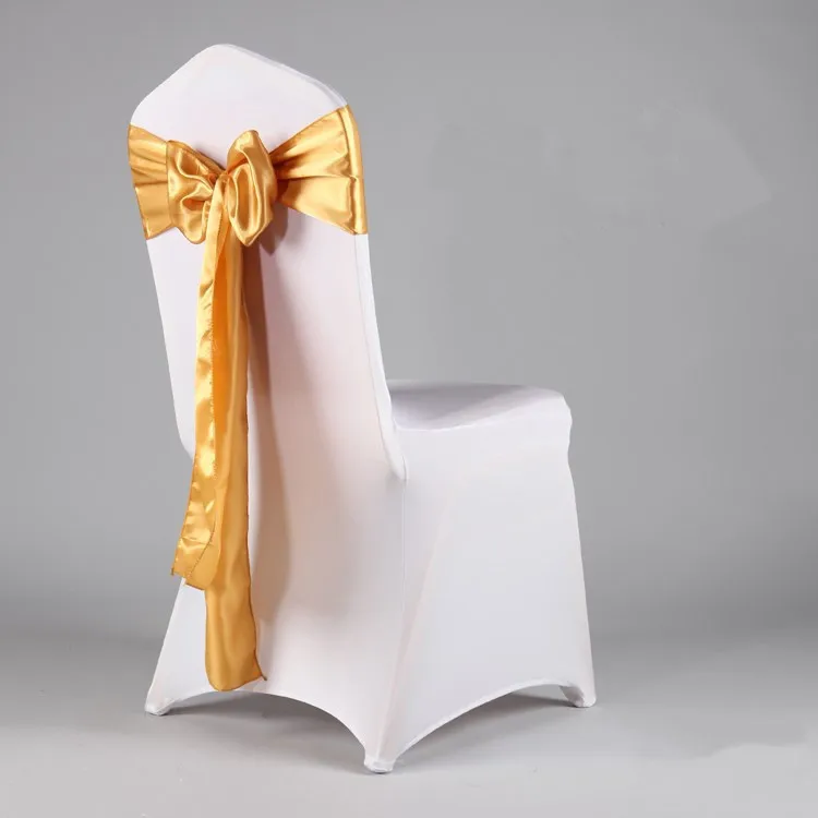 Wedding Decoration Gold Ruffle Satin Chair Sash For Banquet Chair