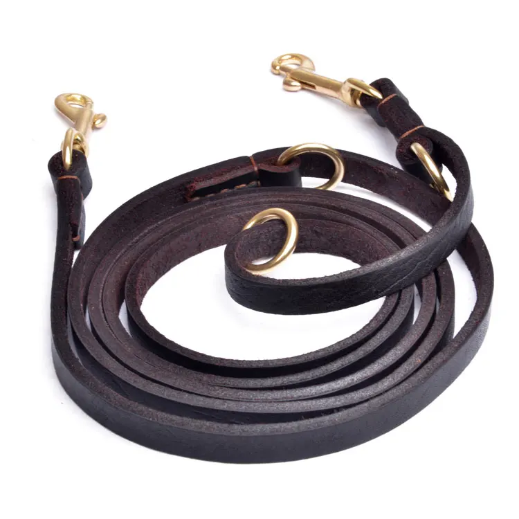 

Hands free 2 hooks multifunctional leather dog leash custom, Black, brown