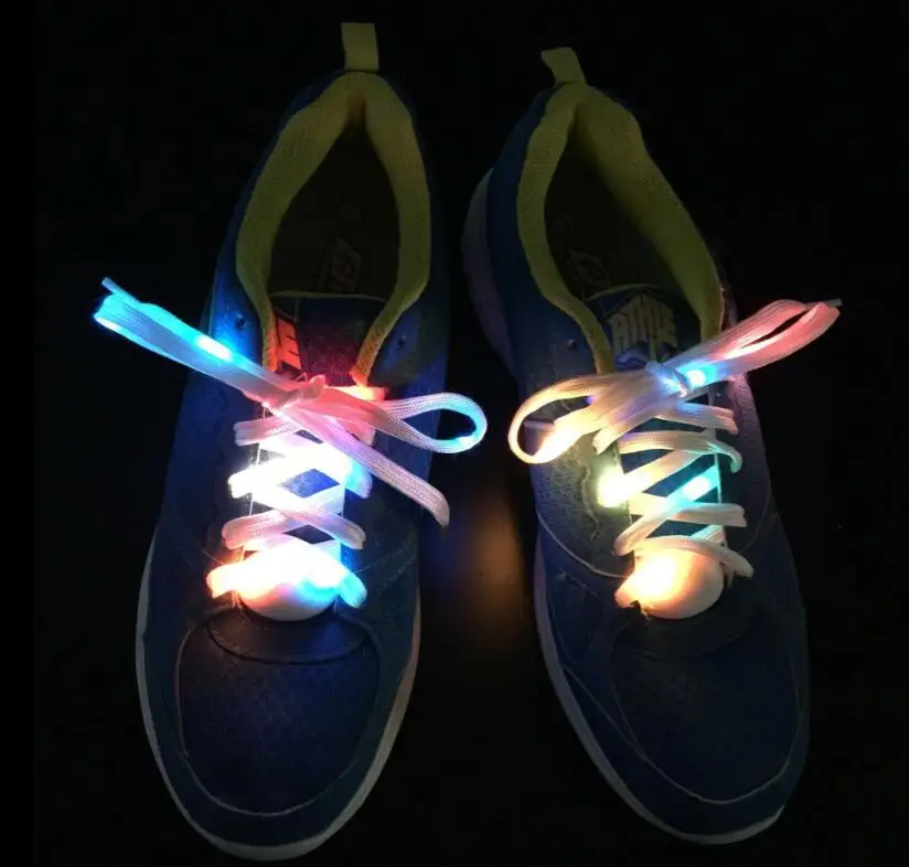 

2019 top performance nylon led sport custom printed shoelaces with battery, Pink,red,orange,yellow,blue,green,white collar&led