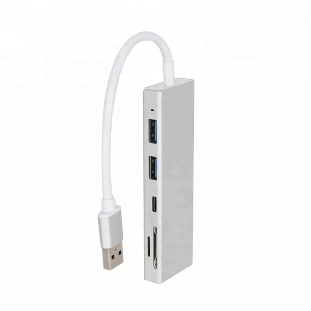 

5 in 1 usb 3.0 interface type hub with SD TF card reader, Silver