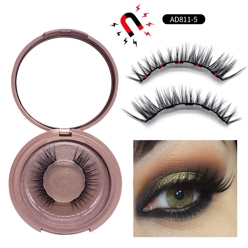 

New High Quality 3 in 1 5 Magnetics Eyelashes With Magnetic Liquid Liner Eyeliner Gift box Eyes Lashes Wholesale, Black