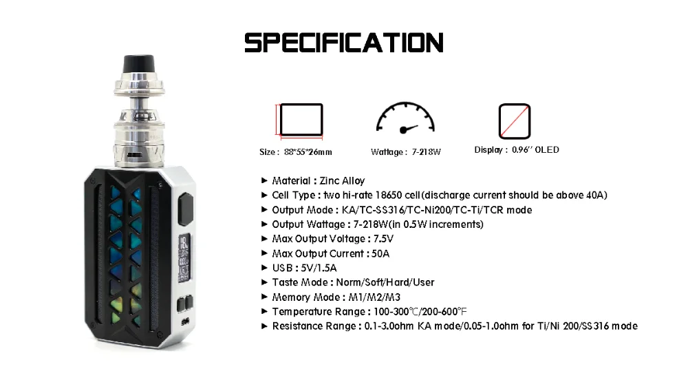 2018 new Vape Wholesale Water-proof Vzone Emask 218w with 6ml Uranus Tank Electric Cigarette Vzone eMask graffiti starter kit