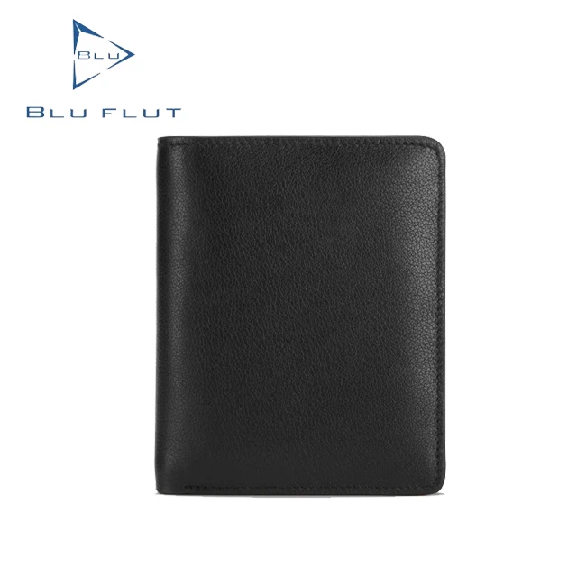 

2021 China Blu Flut black leather vertical slim wallets slim anti-thief purse for men gifts leather id card holder cash pocket, Black,blue