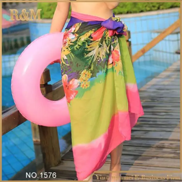 

Customized high quality flower beach sarongs, Multicolor