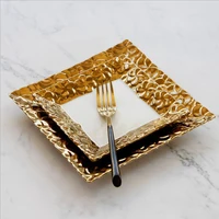 

Nordic luxury golden western food plate high end hotel rectangular ceramic plate