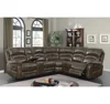 Brown high quality leather with cup holder USB interface multi-functional comfort six seat corner recliner sofa set