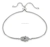 Exquisite 925 Stering Silver Cubic Zirconia Hamsa Hand Adjustable Bracelet