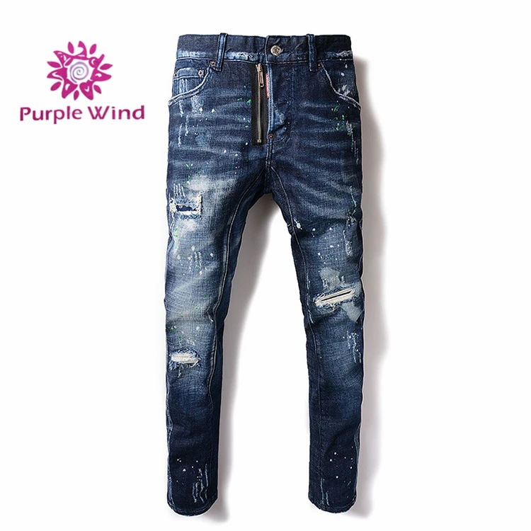 

Wholesale china ripped distressed hole jeans skinny/slim fit pants for men, Picture