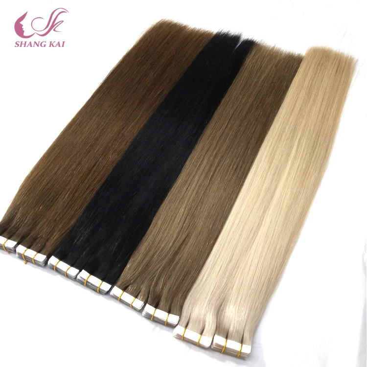 

Top Quality double drawn Tape hair 100% remy russian hair extensions, Any color as customer requst