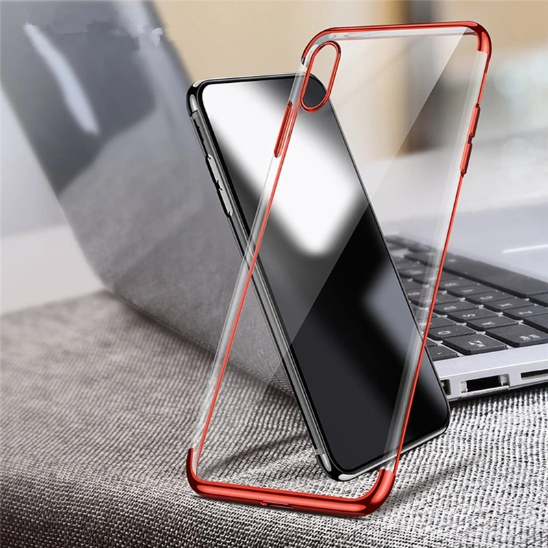 

For iPhone XS Case Ultra Slim Electroplating TPU Transparent Clear Cover Case for Apple iPhone X, As the following photos