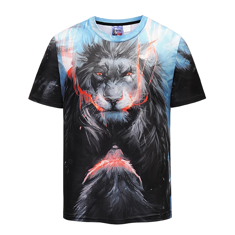 

Men Stock 3D Digital Printing Angry Lion Shirt, Black color