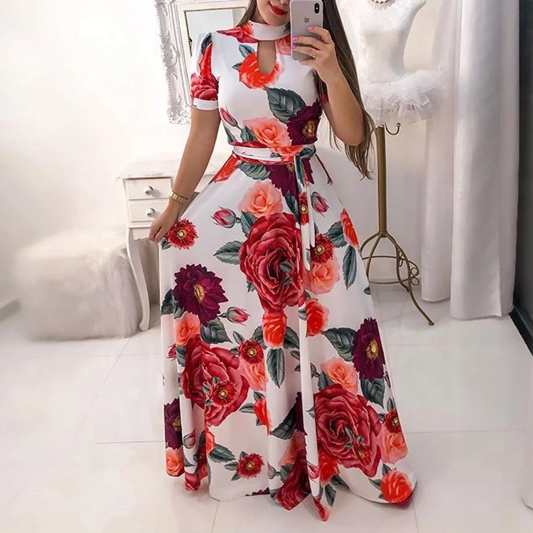 

2019 Wholesale women new sexy fashion chiffon simple long maxi casual dress, Customized
