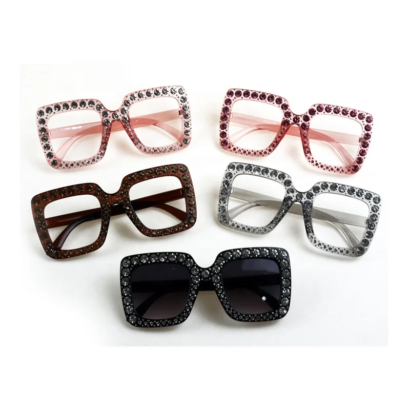 

Wholesale hot diamond full frame women fashion sunglasses men with crystal, Custom color