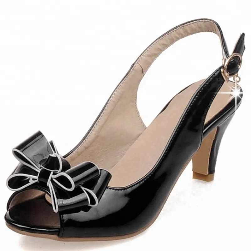 New High Heels Pumps Shoes Woman Peep Toe Bowties Charms