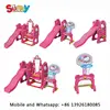 Kids creative preschool playground equipment indoor small plastic slide swing set